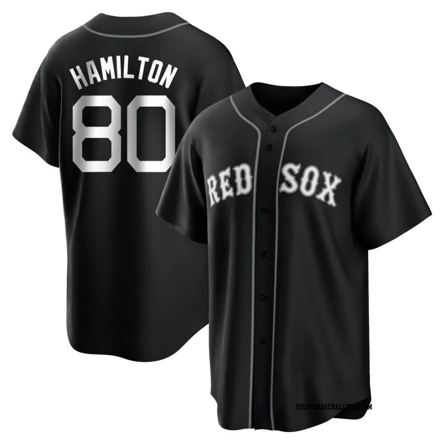 David Hamilton Men's Boston Red Sox Black/White Replica Jersey