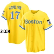 David Hamilton Men's Boston Red Sox Gold/Light Replica Blue 2021 City Connect Player Jersey