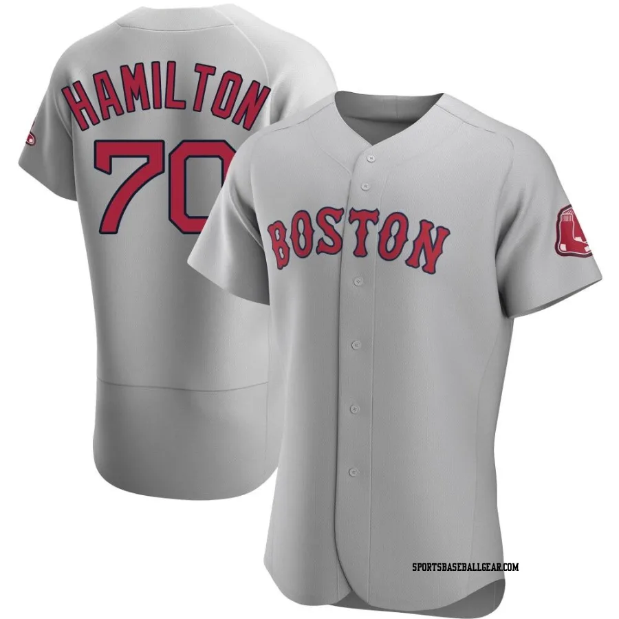 David Hamilton Men's Boston Red Sox Gray Authentic Road Jersey