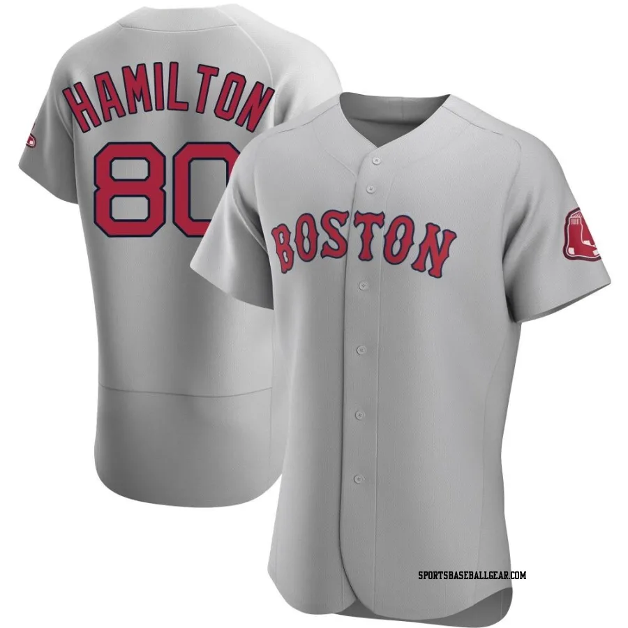 David Hamilton Men's Boston Red Sox Gray Authentic Road Jersey