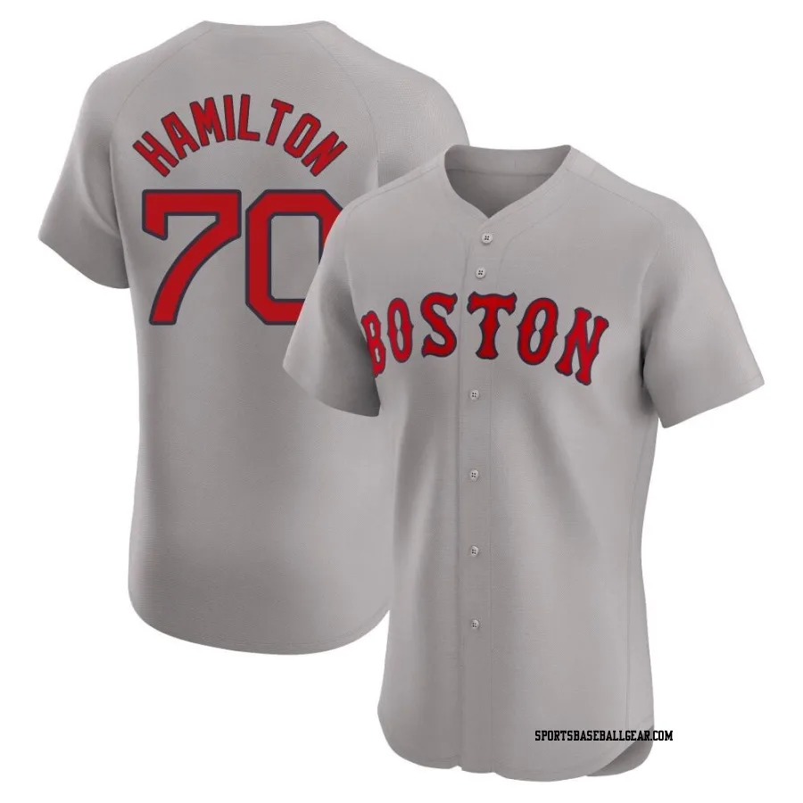 David Hamilton Men's Boston Red Sox Gray Elite Road Jersey