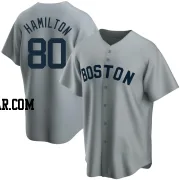 David Hamilton Men's Boston Red Sox Gray Replica Road Cooperstown Collection Jersey