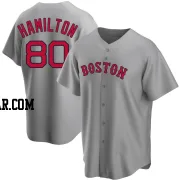 David Hamilton Men's Boston Red Sox Gray Replica Road Jersey