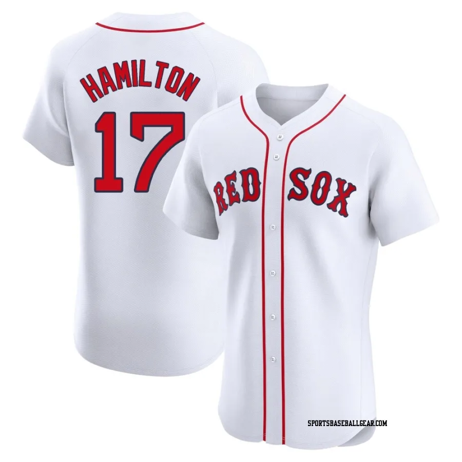 David Hamilton Men's Boston Red Sox White Elite Home Jersey