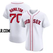 David Hamilton Men's Boston Red Sox White Elite Home Patch Jersey