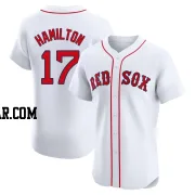 David Hamilton Men's Boston Red Sox White Elite Home Patch Jersey