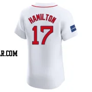 David Hamilton Men's Boston Red Sox White Elite Home Patch Jersey