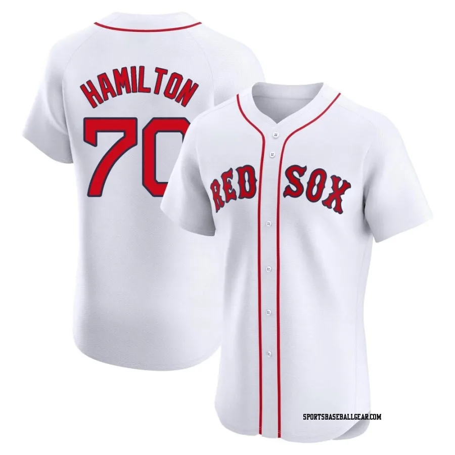 David Hamilton Men's Boston Red Sox White Elite Home Patch Jersey