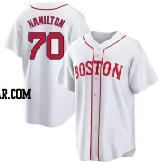 David Hamilton Men's Boston Red Sox White Replica 2021 Patriots' Day Jersey