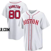 David Hamilton Men's Boston Red Sox White Replica 2021 Patriots' Day Jersey