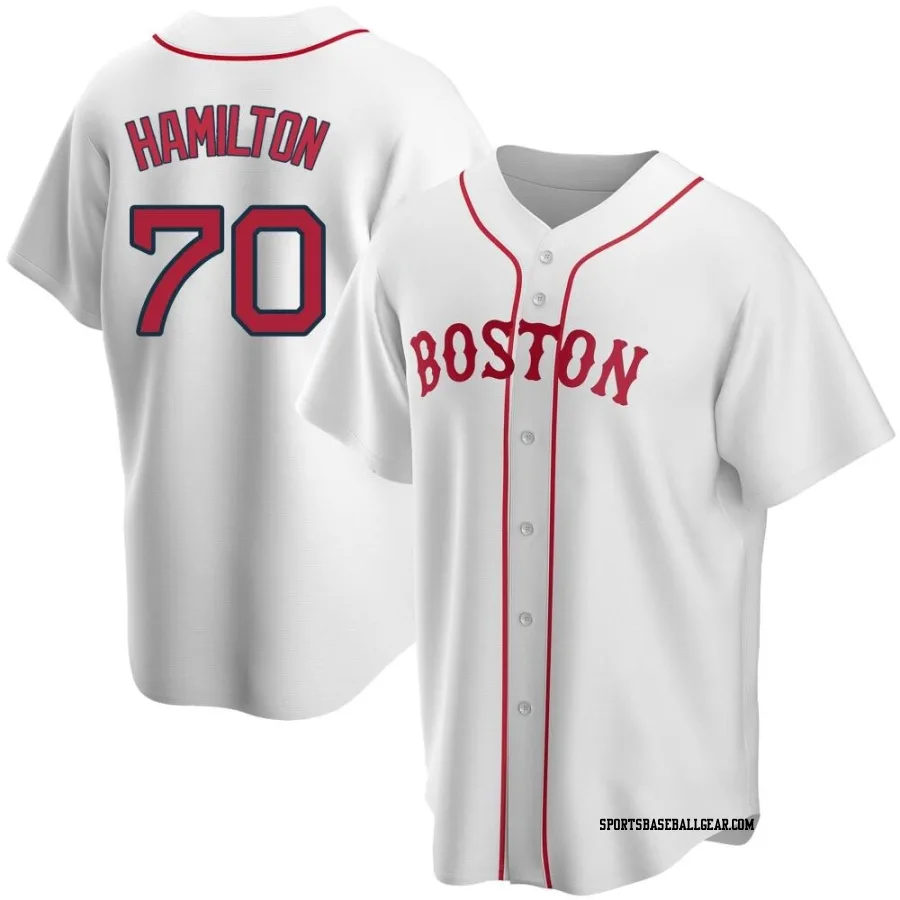 David Hamilton Men's Boston Red Sox White Replica Alternate Jersey