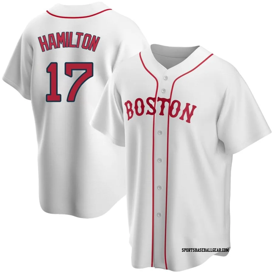 David Hamilton Men's Boston Red Sox White Replica Alternate Jersey