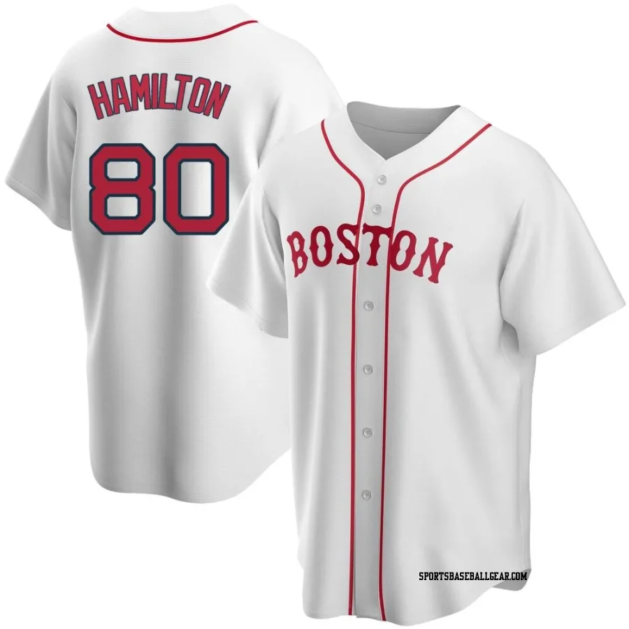 David Hamilton Men's Boston Red Sox White Replica Alternate Jersey