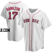 David Hamilton Men's Boston Red Sox White Replica Home Jersey