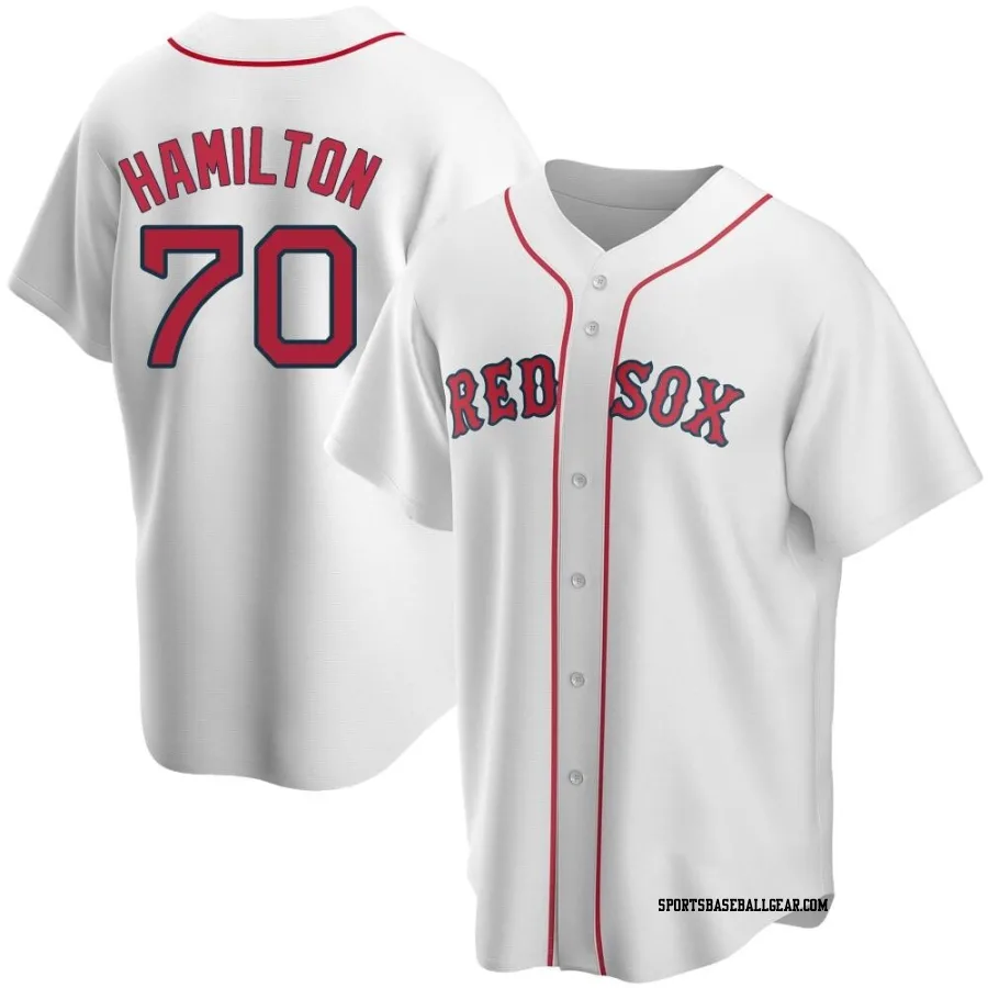 David Hamilton Men's Boston Red Sox White Replica Home Jersey