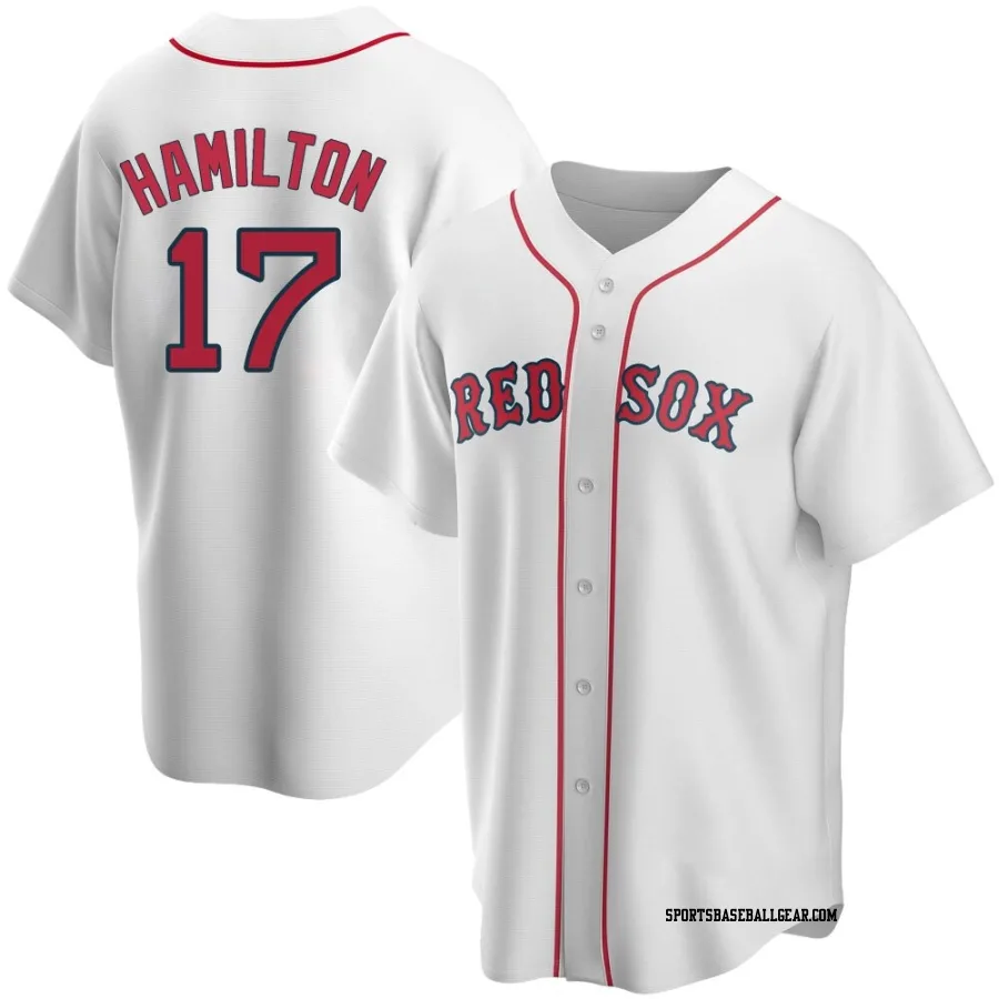 David Hamilton Men's Boston Red Sox White Replica Home Jersey