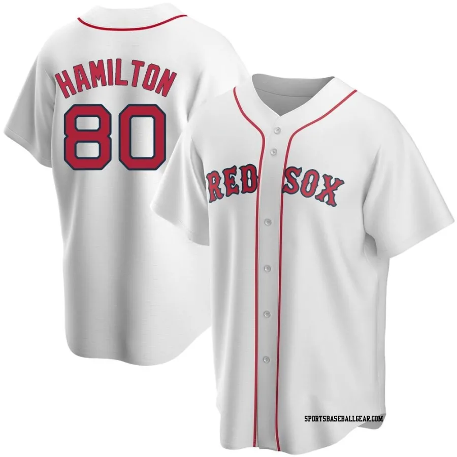 David Hamilton Men's Boston Red Sox White Replica Home Jersey