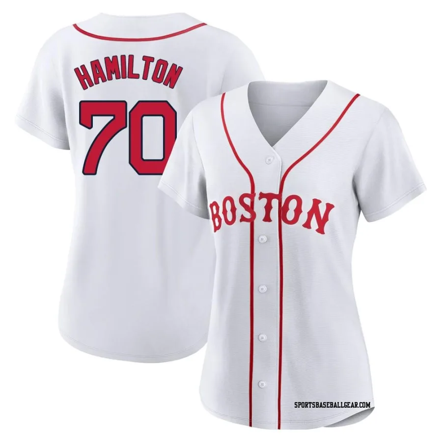 David Hamilton Women's Boston Red Sox White Authentic 2021 Patriots' Day Jersey