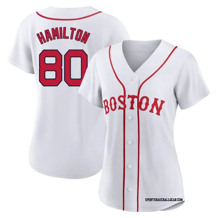 David Hamilton Women's Boston Red Sox White Authentic 2021 Patriots' Day Jersey