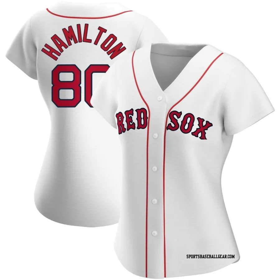 David Hamilton Women's Boston Red Sox White Authentic Home Jersey