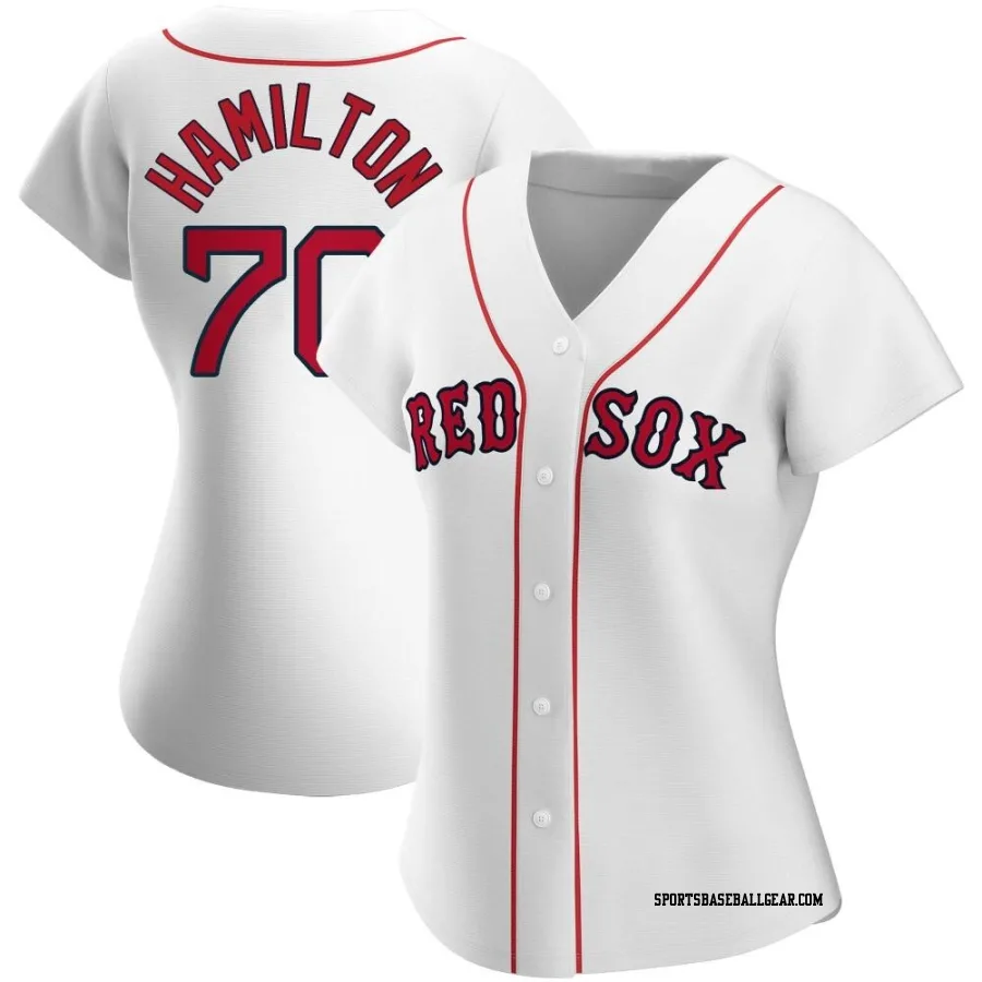 David Hamilton Women's Boston Red Sox White Replica Home Jersey