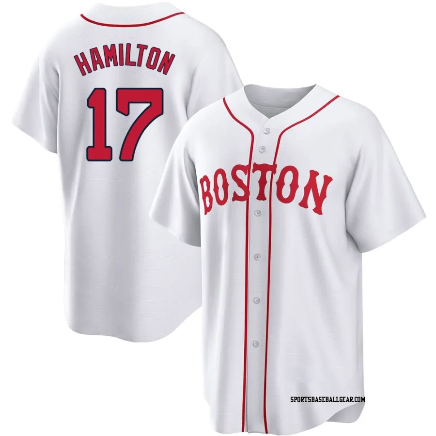 David Hamilton Youth Boston Red Sox White Replica 2021 Patriots' Day Jersey