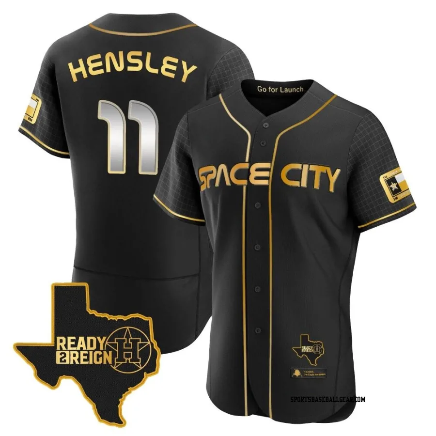 David Hensley Men's Houston Astros Black/Gold Authentic 2023 Space City Ready 2 Reign Flex Base Jersey