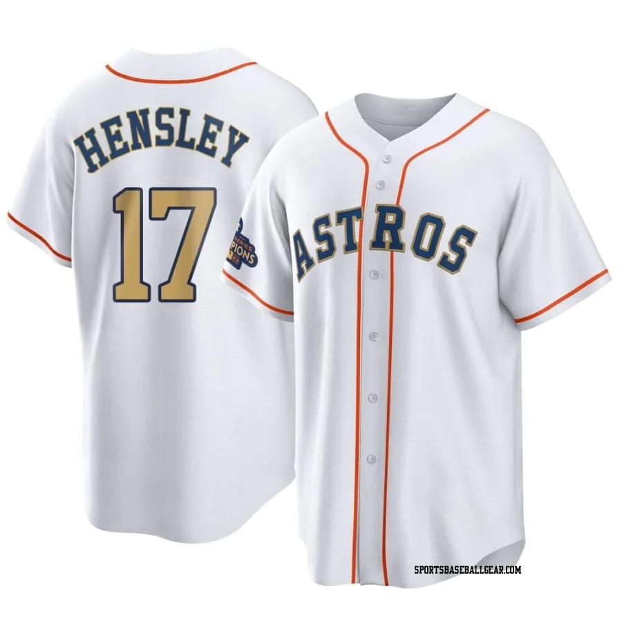 David Hensley Men's Houston Astros Gold Replica White 2023 Collection Jersey