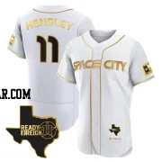 David Hensley Men's Houston Astros White/Gold Authentic 2023 Space City Ready 2 Reign Flex Base Jersey