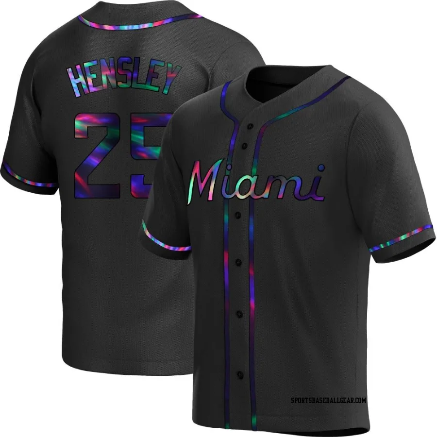 David Hensley Men's Miami Marlins Black Holographic Replica Alternate Jersey