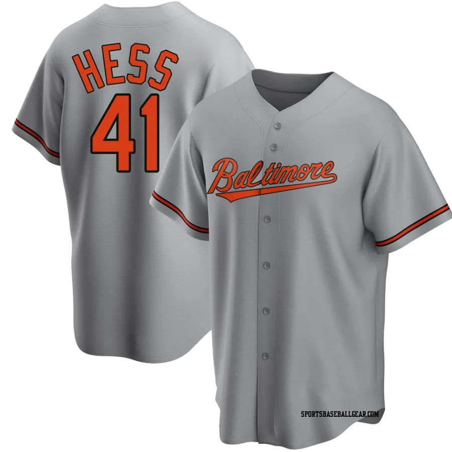 David Hess Men's Baltimore Orioles Gray Replica Road Jersey