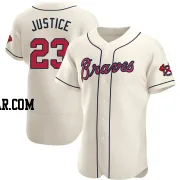 David Justice Men's Atlanta Braves Cream Authentic Alternate Jersey