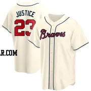 David Justice Men's Atlanta Braves Cream Replica Alternate Jersey