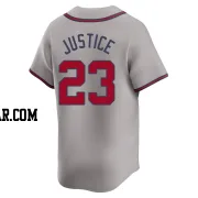 David Justice Men's Atlanta Braves Gray Limited Away Jersey