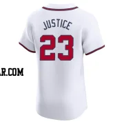 David Justice Men's Atlanta Braves White Elite Home Jersey