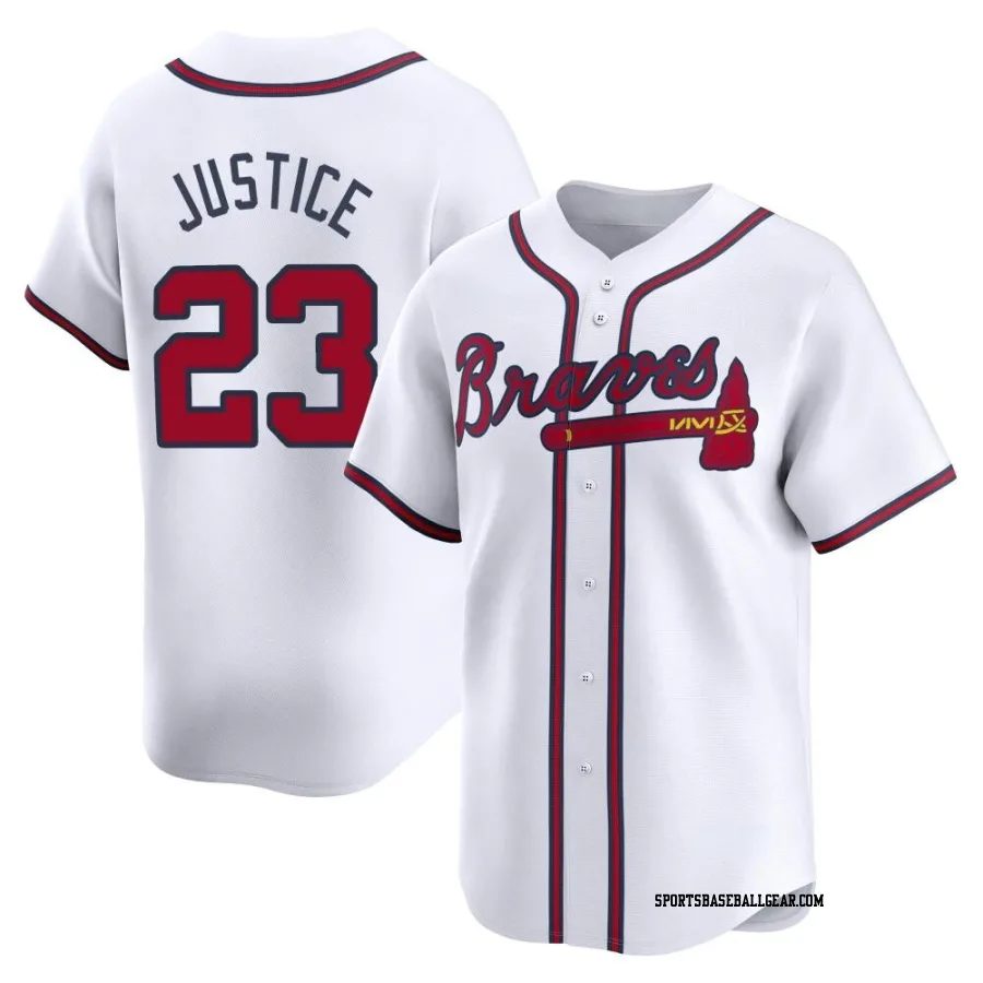 David Justice Men's Atlanta Braves White Limited Home Jersey