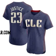 David Justice Men's Cleveland Guardians Navy Elite 2024 City Connect Jersey