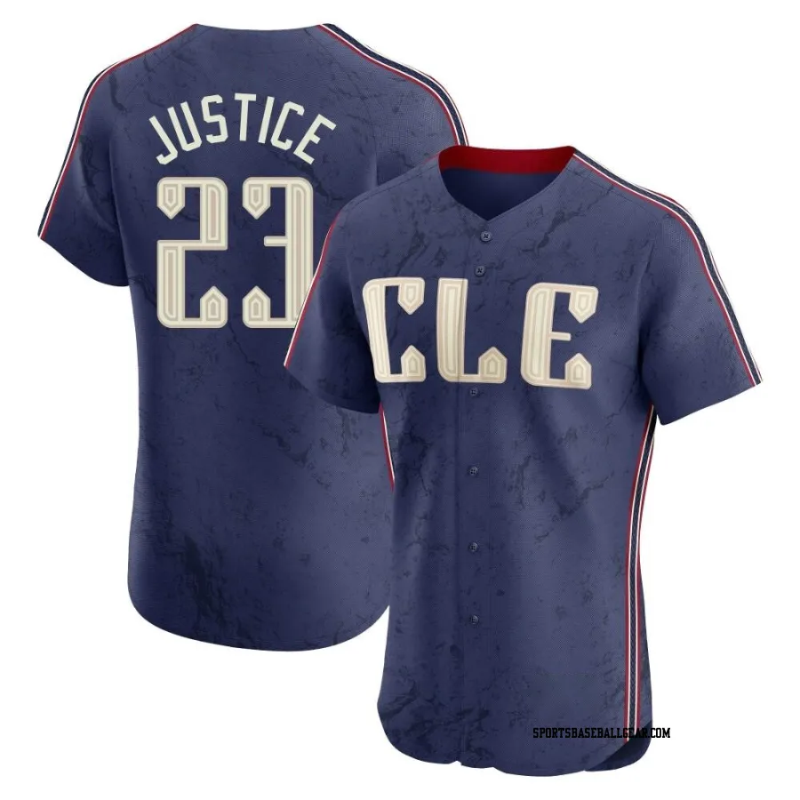 David Justice Men's Cleveland Guardians Navy Elite 2024 City Connect Jersey