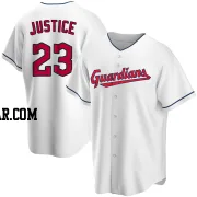 David Justice Men's Cleveland Guardians White Replica Home Jersey