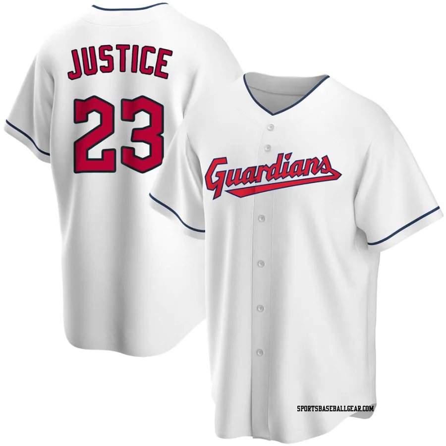 David Justice Men's Cleveland Guardians White Replica Home Jersey