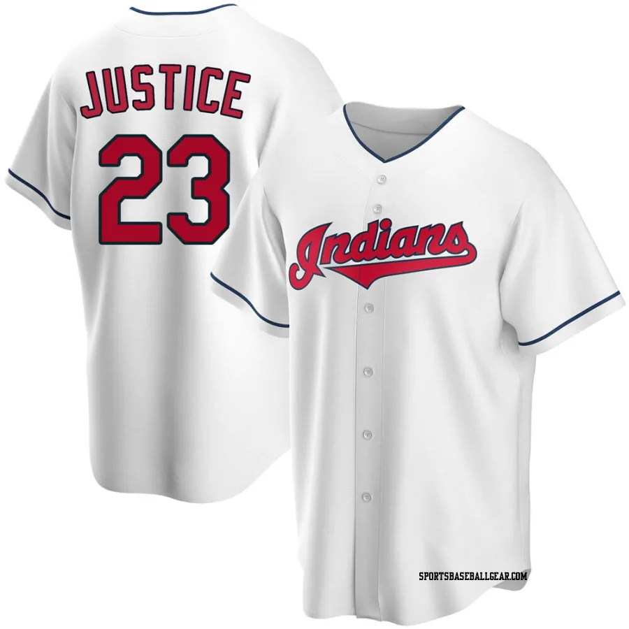 David Justice Men's Cleveland Guardians White Replica Home Jersey