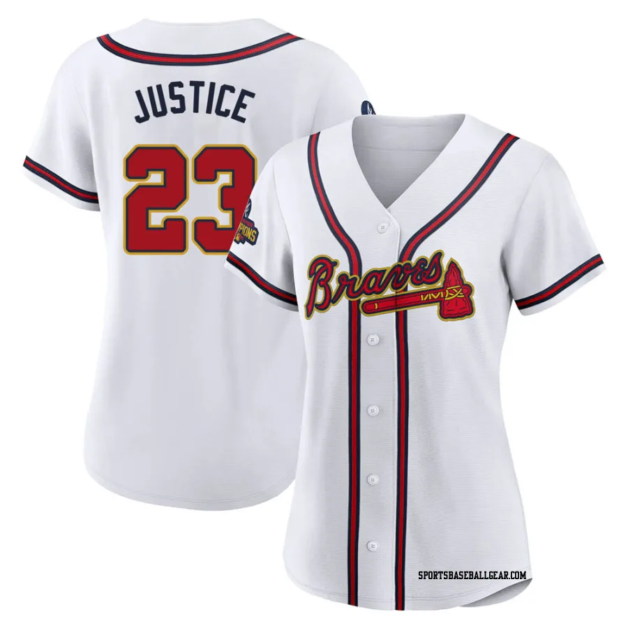 David Justice Women's Atlanta Braves Gold Authentic White 2022 Program Jersey