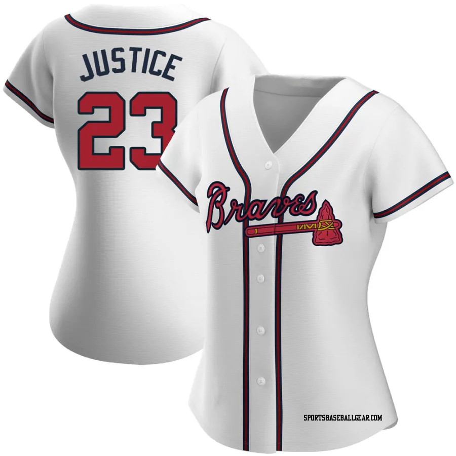 David Justice Women's Atlanta Braves White Authentic Home Jersey