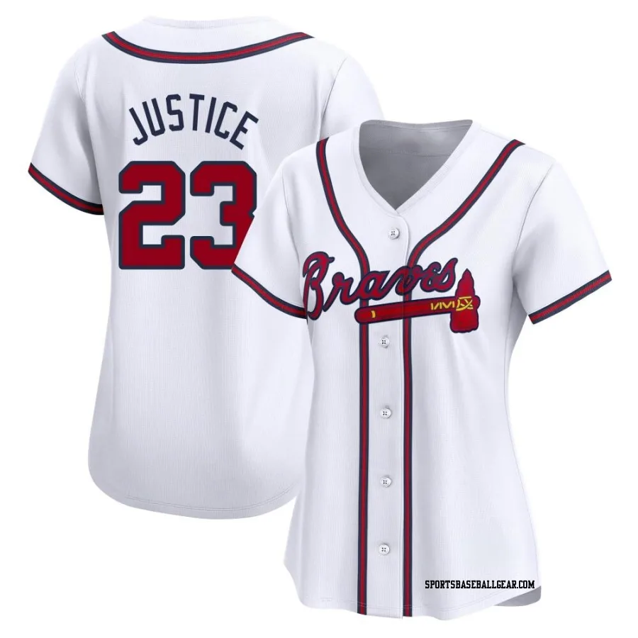 David Justice Women's Atlanta Braves White Limited Home Jersey