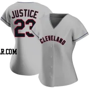 David Justice Women's Cleveland Guardians Gray Authentic Road Jersey