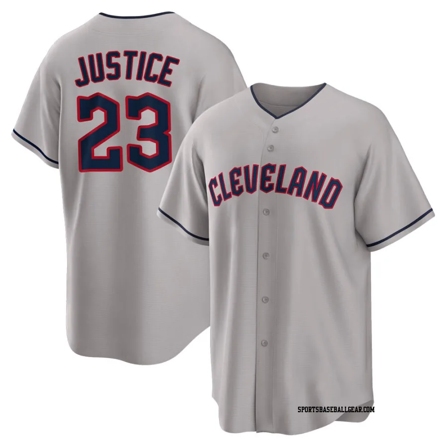 David Justice Youth Cleveland Guardians Gray Replica Road Jersey