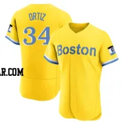 David Ortiz Men's Boston Red Sox Gold/Light Authentic Blue 2021 City Connect Jersey