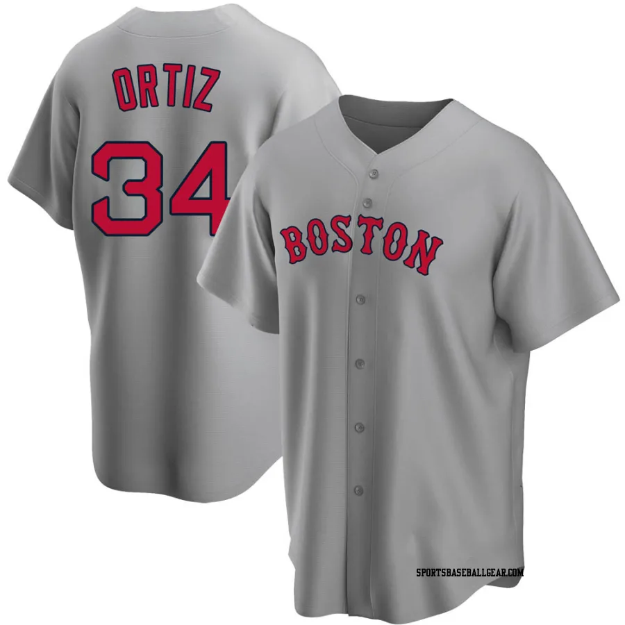 David Ortiz Men's Boston Red Sox Gray Replica Road Jersey