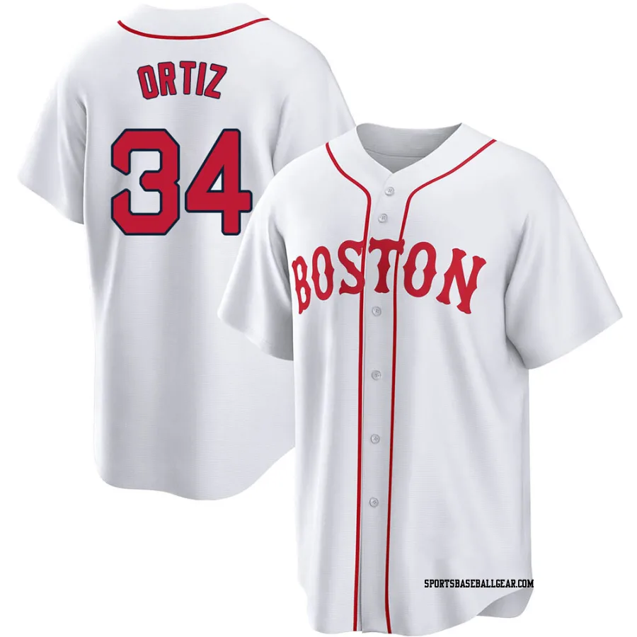 David Ortiz Men's Boston Red Sox White Replica 2021 Patriots' Day Jersey