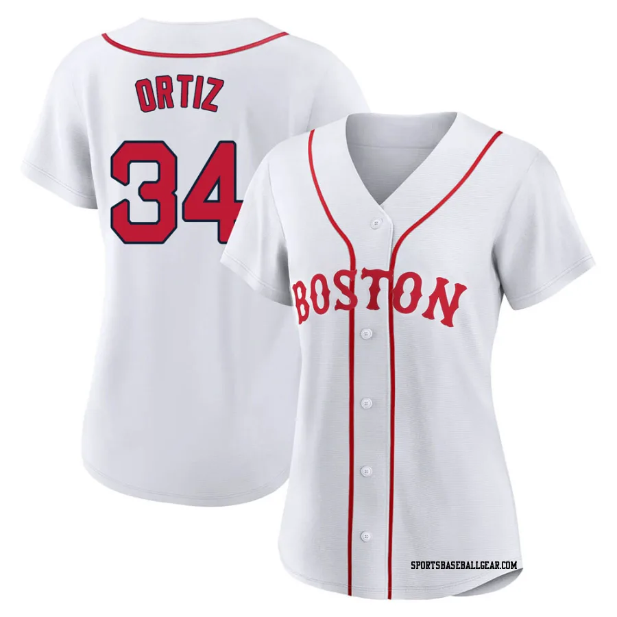 David Ortiz Women's Boston Red Sox White Authentic 2021 Patriots' Day Jersey